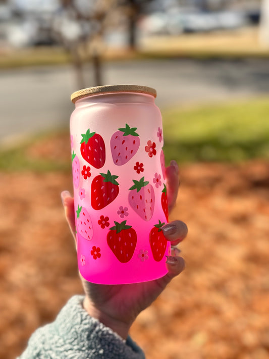 Strawberry Glass Can