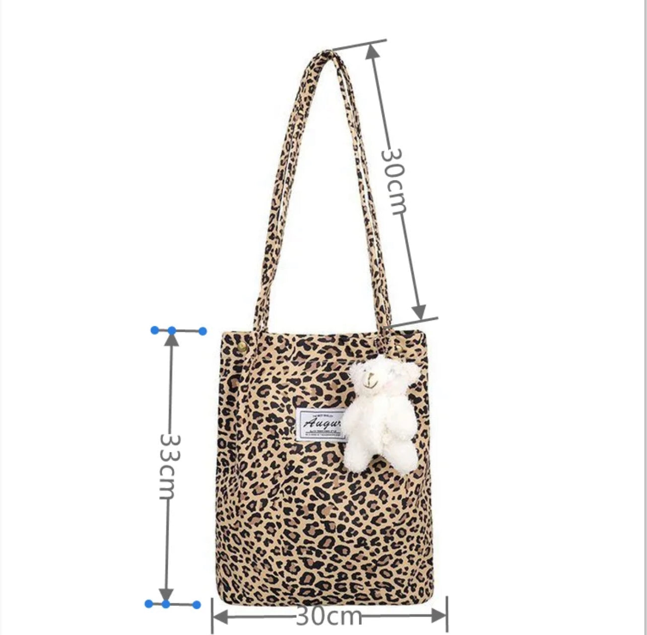 Korean Chic Big Casual Tote Bag Leopard with Bear