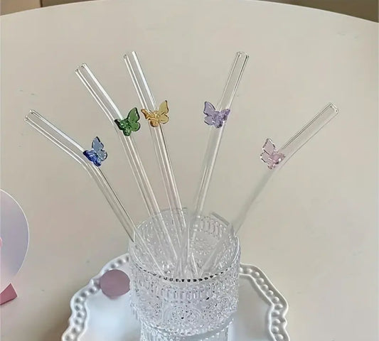 Butterfly glass straw