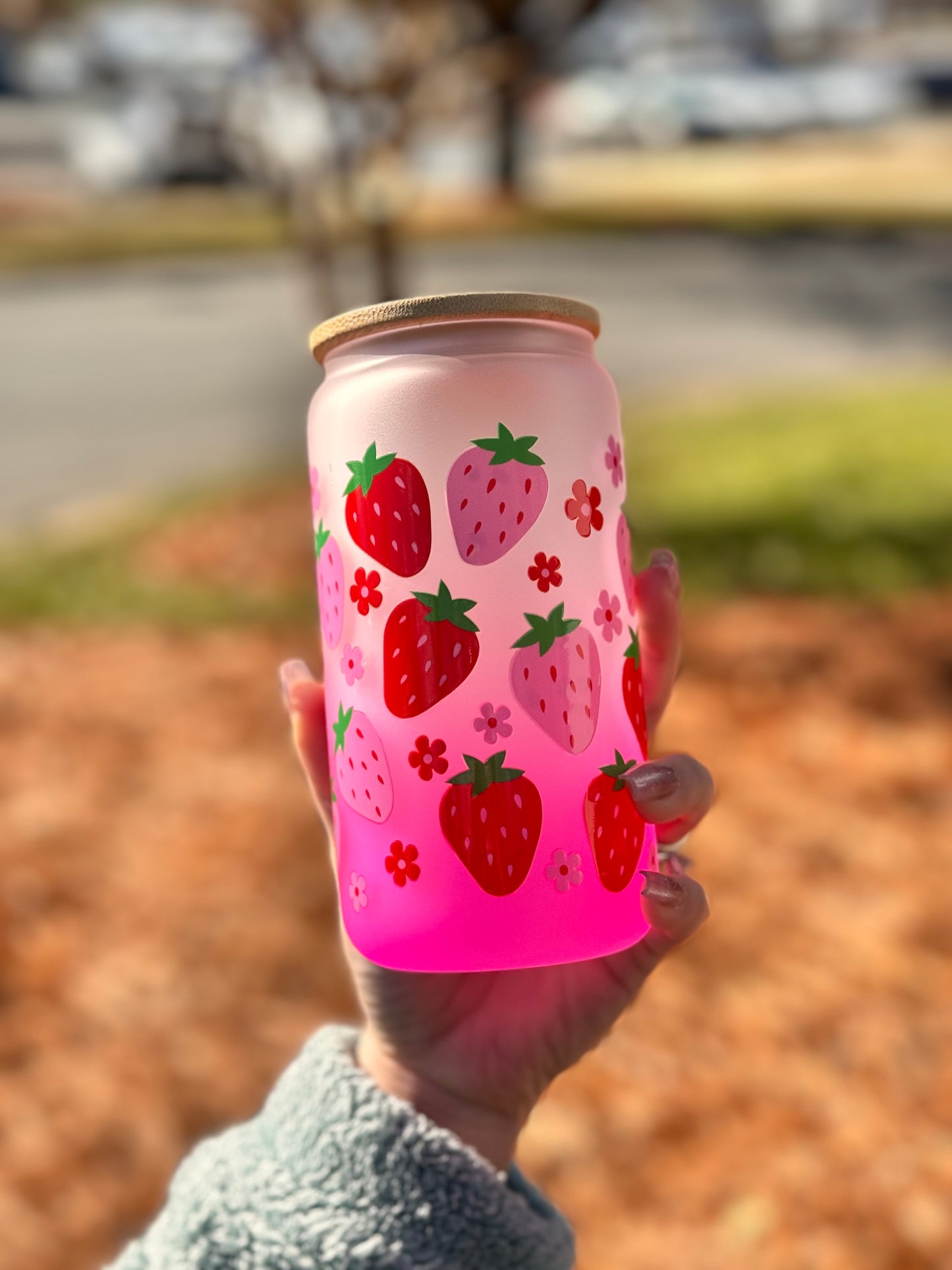 Strawberry Glass Can