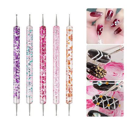 5 Pcs Nail Art Dotting Pen Crystal Beads