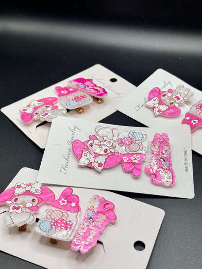 3pcs kawaii Kuromi hair clips