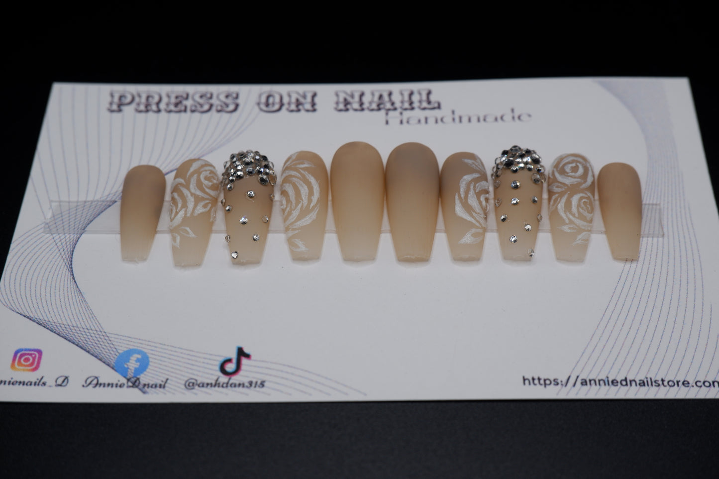 White Rose Press on Nails #3