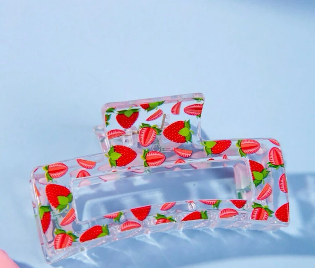 Women Cherry Pattern Rectangle Fashionable Hair Claw For Daily Life Cute