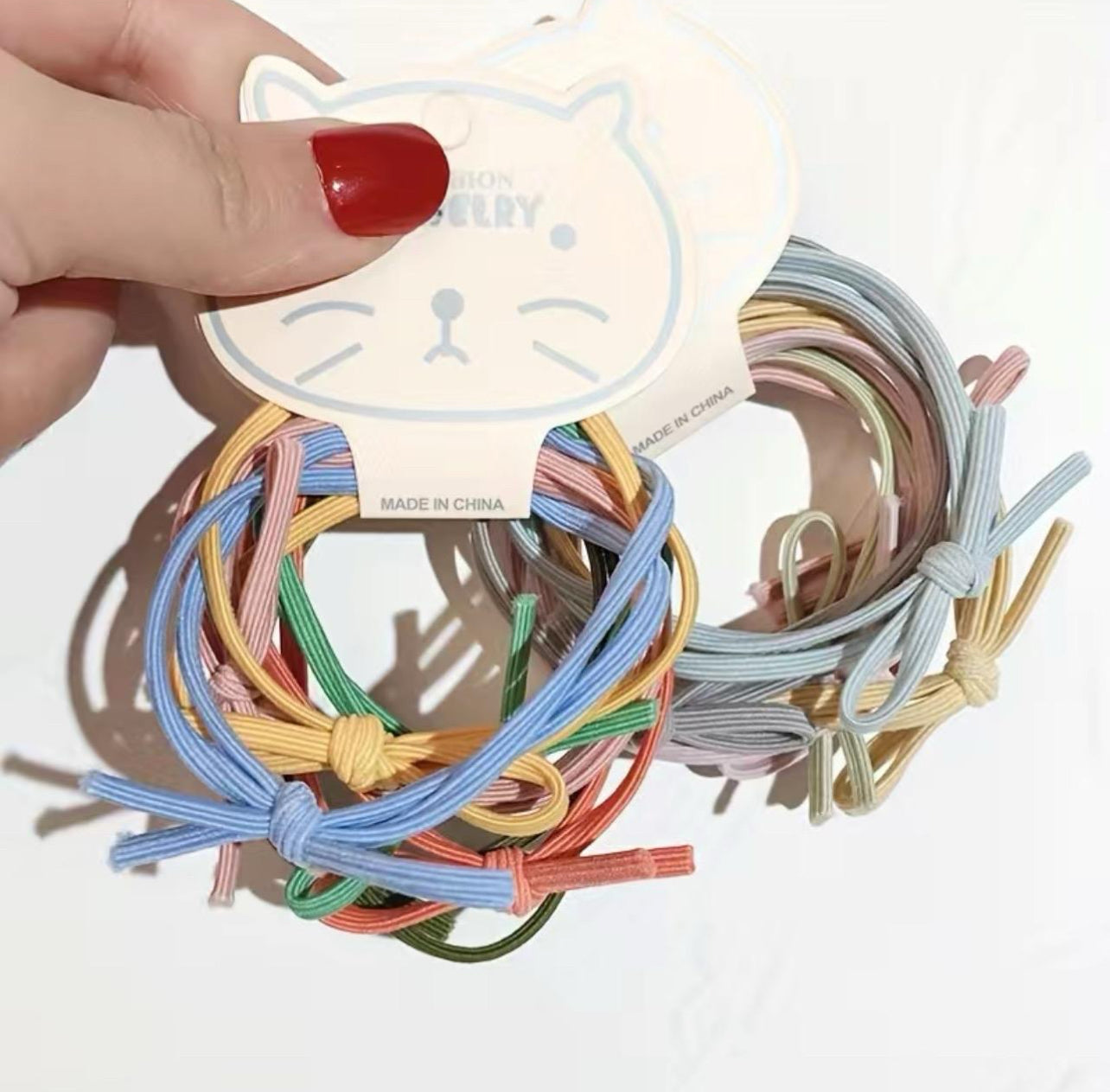 6pcs Colorful Bow Basic Hair Ring, Knotted Head Rope Tie Hair Elastics Set For Female