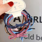 6pcs Colorful Bow Basic Hair Ring, Knotted Head Rope Tie Hair Elastics Set For Female