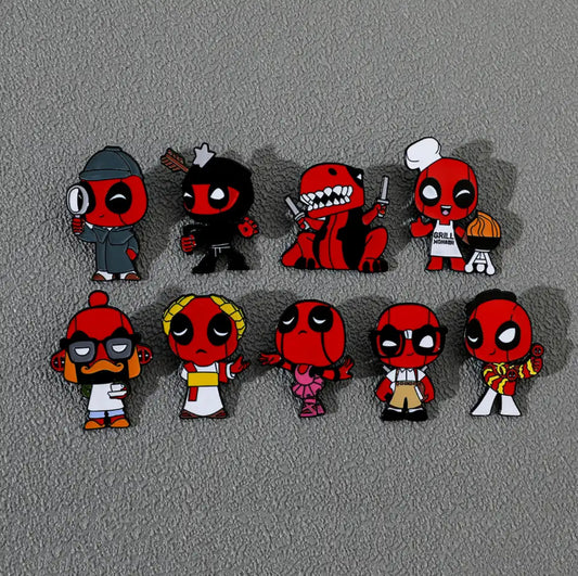 1/9Pcs Anime Cartoon Brooch Creative Cute Deadpool Trend Dressing Enamel Pin Metal Badge Jewelry Clothing Backpack Accessories