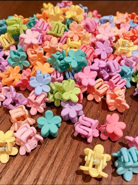 50pcs Women Solid Flower Design Cute Hair Claw For Hair Decoration For back to school