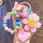 Sweet Acrylic Sunflower Keychains With Beaded Chain Candy Color Flowers Cute Keychain Bag Pendant Kawaii Korean Style Keyrings