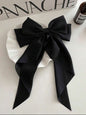 Women's Oversized Black & White Satin Bow Hair Clip, Elegant & Versatile Retro Fashion Hair Accessory For Daily Wear & Outfit Decoration Cute